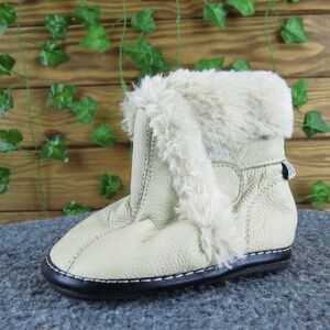 Jack & Lily Infant Girls Cream Leather Faux Fur Booties 6-12‎ Months